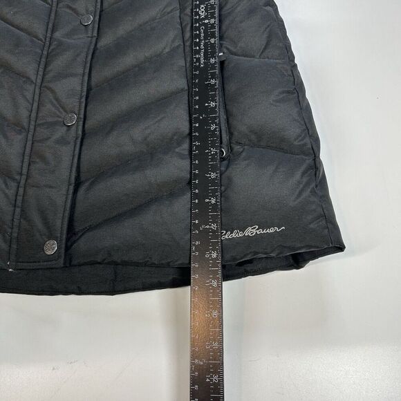 Eddie Bauer Goose Down Parka Vest Women’s Small Black Fur Lined Black Ladies - Picture 4 of 10